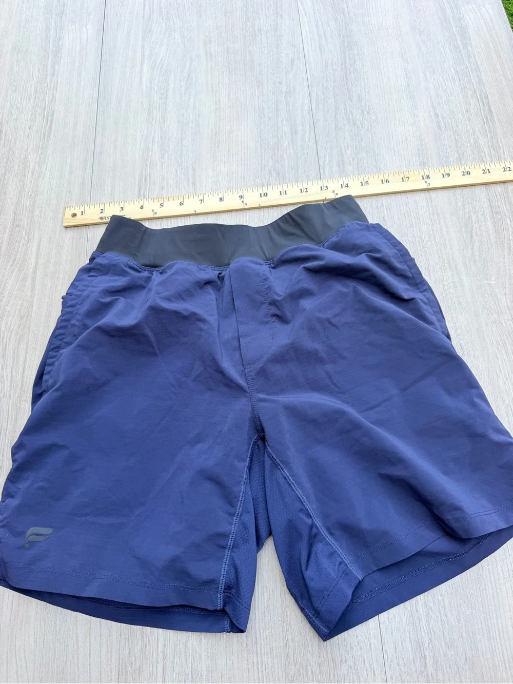 Fabletics Navy Blue Men's Performance Shorts with Black Waistband
